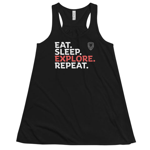 Eat Sleep Explore Repeat W's Flowy Racerback Tank