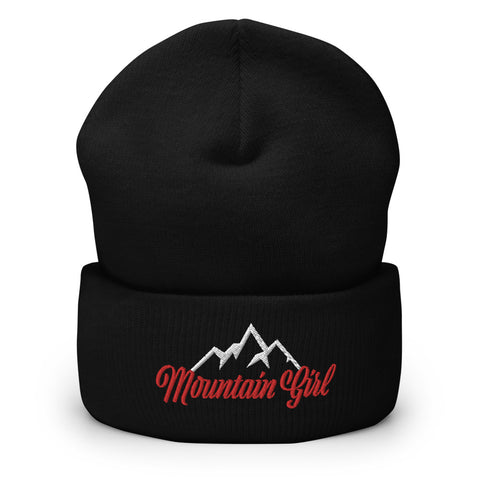 Mountain Girl Embroidered Cuffed Beanie