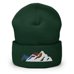 Aurora Mountains Embroidered Cuffed Beanie